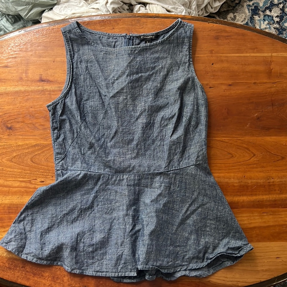 Chambray peplum tank top, 6